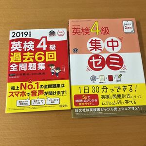 英検4級 ★2019年　過去6回全問題集　★集中ゼミ★USED　書き込みあり★