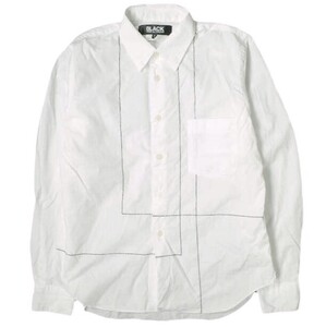 BLACK COMME des GARCONS ブラックコムデギャルソン 17AW 日本製 ステッチデザイン レギュラーカラーシャツ 1T-B017 S WHITE 長袖 g20250