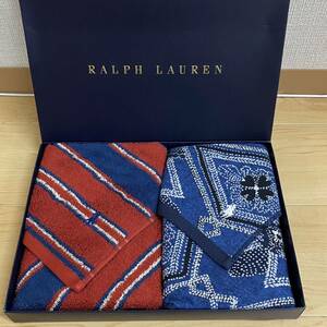 RALPH LAUREN ラルフローレン フェイスタオル 2枚？　レッド　ブルー　no.88