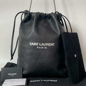 【極美品★付属品完備】SAINT LAURENT サンローラン テディ TEDDY ショルダーバッグ チェーン 巾着 レザー ラムスキン 黒 538447