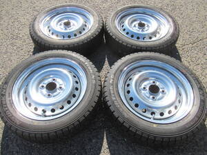 中古スタッドレス☆155/65-14 155/65R14 オートバックス N5 2022年製 バリ山 ホンダ純正 メッキ 4.5J+40 100 4H Nボックス Nバン Nワン等☆