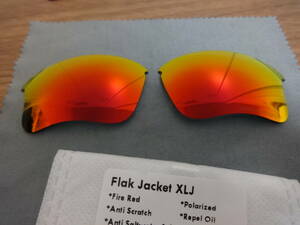 処分価格！ POLARIZED刻印入り★ フラックジャケット XLJ用 カスタム偏光ハイグレードレンズ FIRE RED Polarized 新品 Flak Jacket XLJ