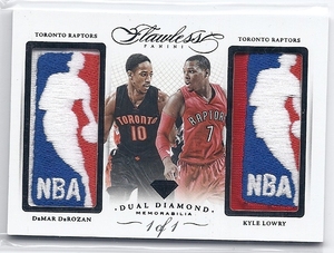 2014-15 Panini Flawless DeMar DeRozan/Kyle Lowry Dual Logoman Patch /1