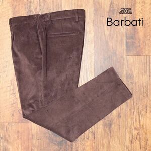 秋冬/Barbati/50サイズ/美脚スラックス パンツ コーデュロイ伸縮 ワンタック ウエストゴム イタリア製 新品/茶色/ブラウン/jb257/