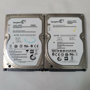 1TB 使用時間極少(723h/1254h) 2.5inch HDD SATA P01127【1円スタート/2枚セット】