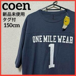 【新品未使用 大人気】coen コーエン ワンピース ロングワンピース ロングTシャツ ビッグプリント ネイビー 半袖 k2-226