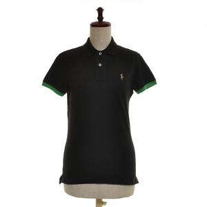 □516091 RALPH LAUREN ラルフローレン ◯半袖ポロシャツ THE SKINNY POLO サイズL スキニー レディース ブラック