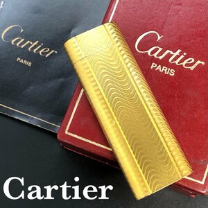 Cartier カルティエ ライター ゴールド オーバル 波紋様 着火未確認 楕円 YG ガスライター G/箱付 正規品 保証 最落無 1000円スタート