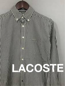 ラコステ LACOSTE 【良品】長袖 ボタンダウンシャツ ギンガムチェック 2サイズ ファッション 衣類 メンズ ～◇