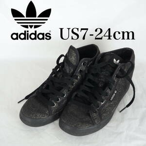 MK6572*adidas*アディダス*レディースハイカットスニーカー*US7-24cm*黒