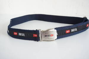 1円◆DIESEL ディーゼル*ロゴ布　ベルト*シートベルト金具　*ネイビー/紺*