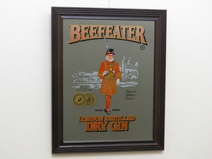 ビンテージパブミラー/ビフィータ (BEEFEATER) ロンドン ドライ ジン/壁掛け鏡/店舗什器/ディスプレイ/インテリア雑貨/内装/装飾/A-4244-8