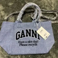 GANNI ロゴ入り SMALL SHOPPER キャンバス　トートバッグ　新品