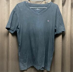 TOMMY HILFIGER Tシャツ Vネック 黒 シンプル 無地 S トミーヒルフィガー シャツ