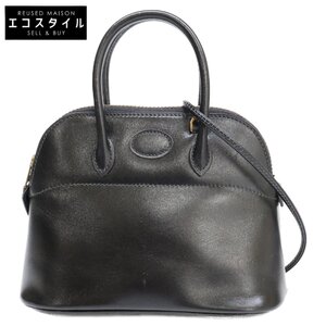 HERMES エルメス ボックスカーフ ミニミニボリード 2WAYショルダーバッグ ハンドバッグ ブラック/ゴールド金具 レディース