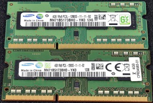 4GB 2枚組 (合計 8GB) PC3L-12800S DDR3-1600 S.O.DIMM 204pin 1Rx8 Samsung (動作確認済 memtest86+) (管:EN09 x1s