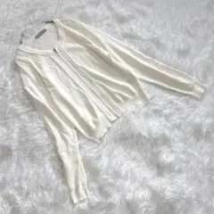 『エムプルミエ』 (36) ジップアップニットカーディガン 綺麗め 羽織り 白