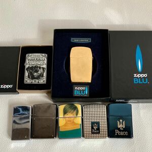 【1スタ!】 ジッポー ZIPPO 他 オイルライター ガスライター 喫煙グッズ 熊出没注意 Peace ZippoBLU ジッポ まとめ 7点セット （1000）