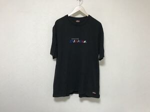 本物ディッキーズDickiesコットンロゴ刺繍半袖Tシャツメンズサーフアメカジミリタリービジネススーツスケーターストリート黒ブラックL