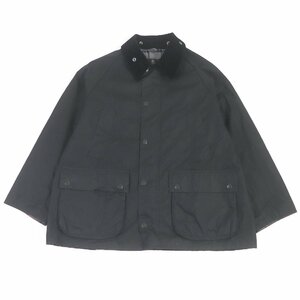 美品□Barbour バブアー 23AW 232MWX1679 OS WAX BEDALE ビデイル 襟コーデュロイ オイルドジャケット カバーオール ブラック 42 正規品