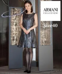 極美品✨上戸彩さん着用品✨アルマーニコレツォーニ 総柄 ドレス ワンピース 40