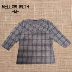 A-709〈MELLOW WITH〉チェック柄 五分袖 Tシャツ　Mサイズ