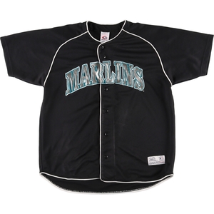 古着 TRUE FAN MLB FLORIDA MARLINS フロリダマーリンズ メッシュ ゲームシャツ ベースボールシャツ メンズL ヴィンテージ /eaa452239