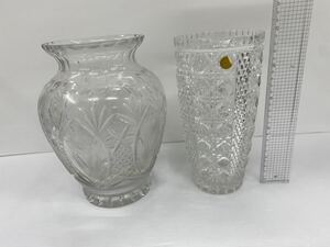 クリスタル　ガラス　花瓶 花器 2点まとめ売り