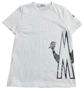 本物 MONCLER MAGLIA T-SHIRT モンクレール ロゴワッペン プリント Tシャツ 白/黒 L