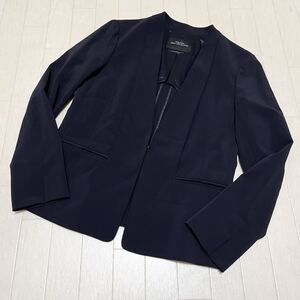 和500★ GREEN LABEL RELAXING UNITED ARROWS グリーンレーベルリラクシング ノーカラージャケット ネイビー 38 レディース