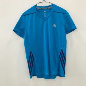 RN359 adidas 半袖スポーツウェアTシャツ 水色 レディース L