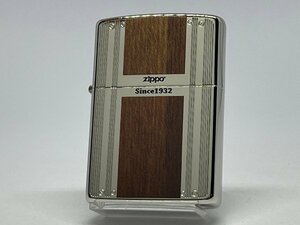 送料無料 ZIPPO[ジッポー]両面加工 WOOD&LINE ウッド＆ライン ニッケルメッキ 2NI-WLINE