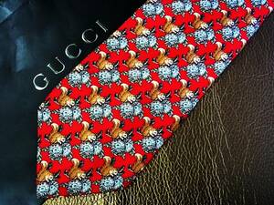 №Ｒ3142♪良品 ♪ 【ひまわり・リス】【GUCCI】パウロ グッチのネクタイ