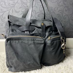 美品FILSON 24-HOUR TIN CLOTH BRIEFCASE ビジネスバッグ 2way メンズ ブリーフケース ショルダー ブラック 黒 フィルソン レザー