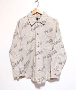 h1146gg コカコーラ Coca-Cola × H&M (エイチアンドエム) サイズS ジャケット コカコーラ総柄 グレー系 メンズ カジュアル デニム ロゴ