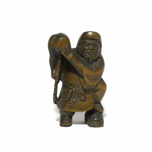 根付 柘植 大黒様 黄楊 木彫品 木製 彫刻品 黄楊 na07-f2-23