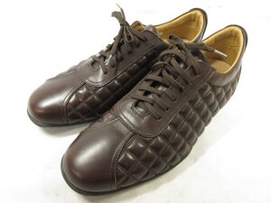 HH極美品 【バーバリー BURBERRY】 リーガル製 レザー キルティング ローカットスニーカー 紳士靴 (メンズ) 26EEE ブラウン □30MZA6610