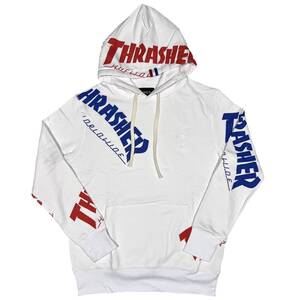 [並行輸入品] HUF THRASHER TDS ALLOVER HOOD ハフ スラッシャー プルオーバーパーカー (ホワイト) (XL)