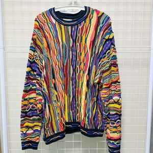 希少 クージー coogi 3D ニット マルチカラー 90s ヴィンテージ 総柄 編み込み 菅田将暉 ニットセーター