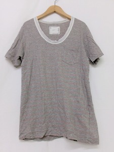 sacai サカイ 半袖ボーダーカットソー グレー 綿100% 3 13-00438M トップス　上衣　Tops