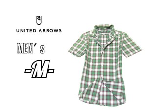 メンズM◇UNITED ARROWS◇チェック柄半袖シャツ 緑