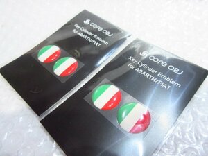 ABARTH595/695/FIAT500 キーシリンダーエンブレム/トリコロール 4PCS【core OBJ】新品/CO-KEA-01T/