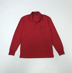 (未使用) Confidence コンフィデンス // 長袖 ロゴ刺繍 ゴルフ ドライ ポロシャツ (赤) サイズ M