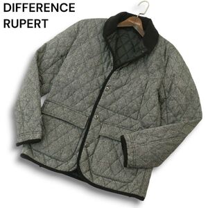 DIFFERENCE RUPERT ルパート 秋冬 ウール混 ネップ ツイード★ 中綿 キルティング ジャケット Sz.L メンズ 灰　A4T13075_C#N