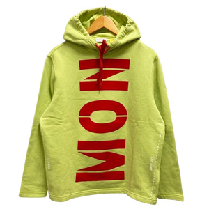 未使用品 モンクレール 22SS HOODIE パーカー フーディ プルオーバー プリント 裏起毛 XS ネオンイエロー レッド ホワイト メンズ