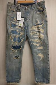 DISEL 2005 D-Fining 09b57 Tepered Jeans ジーンズ メンズ ジーパン デニム ブルー ダメージ リペア クラッシュ 36 イタリア製 店舗受取可