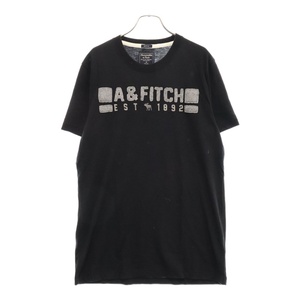 Abercrombie&Fitch アバクロンビーアンドフィッチ フロント ロゴワッペン コットン クルーネック 半袖Tシャツ カットソー ブラック