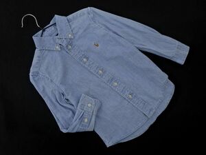 ネコポスOK Ralph Lauren ラルフローレン ポニー 刺繍 ボタンダウン シャツ size110?/青 ■◇ ☆ eea2 子供服