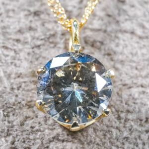 ★1円〜★0.5ct K18YG 1.2g 42cm 鑑定付 大粒天然ダイヤモンド Natural Diamond 750 YellowGold イエローゴールド 金 Pendant Jewelry