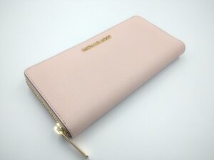 未使用品 MICHAEL KORS/マイケル コース ラウンドファスナー 長財布 35H3GTVZ3L ピンクベージュ 